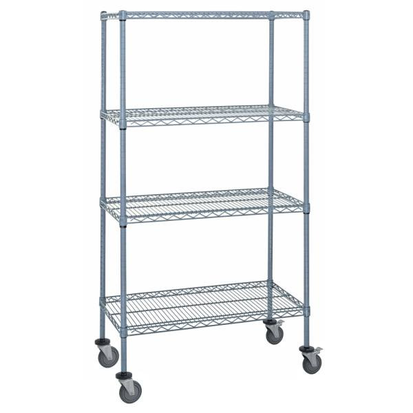 Quantum Storage Systems 4-Wire Shelf Mobile Cart, 24"H X 60"L X 74"H, Gray