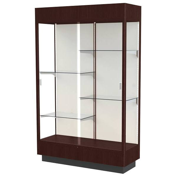 Ghent Waddell Heritage Wood Display Case Java Hardwood Finish W/Plaque Fabric Bk