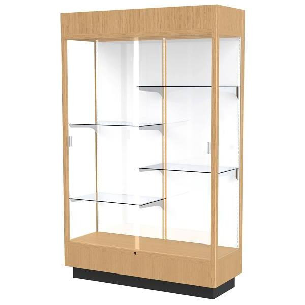 Ghent Waddell Heritage Wood Display Case Natural Maple Hardwood Finish W/White