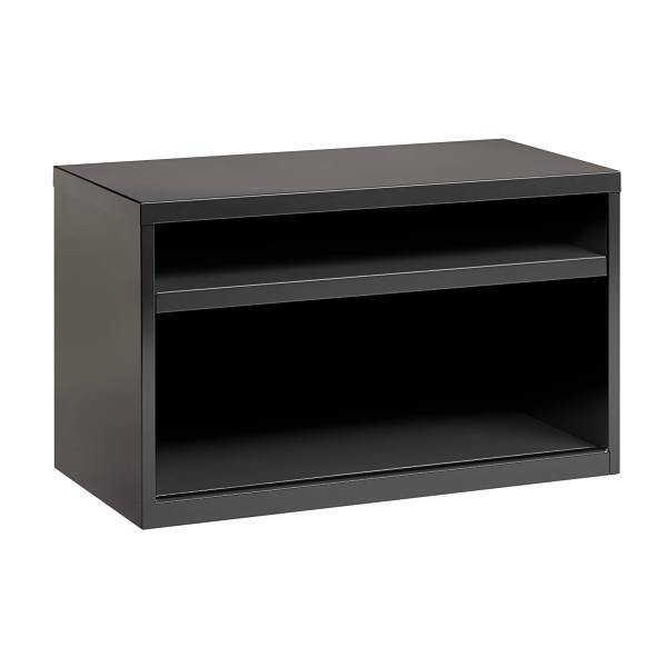 Hirsh 36" Wide Low Credenza Metal Lateral Cabinet With Open Shelves, Charcoal