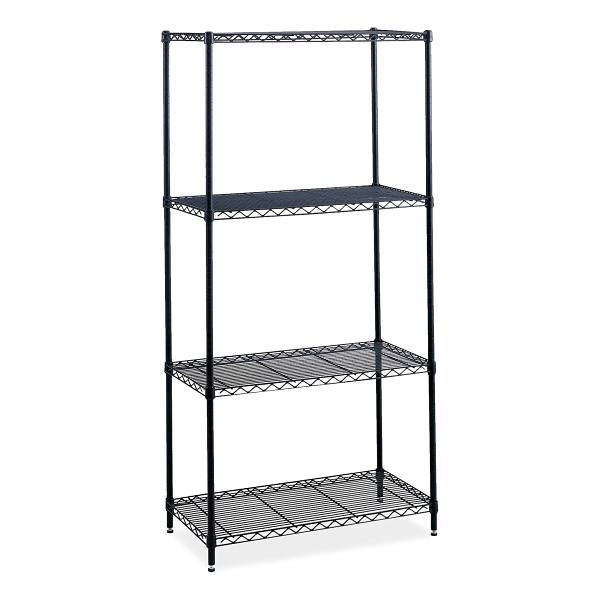 Safco 4-Shelf Industrial Wire Shelving, 36"W X 18"D X 72"H, Black
