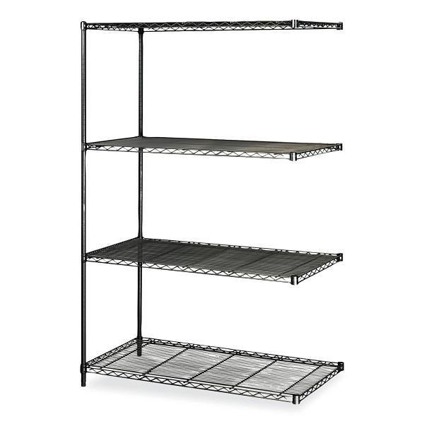 Safco 4-Shelf Industrial Add-On Unit, 48"W X 24"D X 72"H, Black