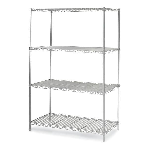 Safco 4-Shelf Industrial Wire Shelving, 48"W X 24"D X 72"H, Metallic Gray