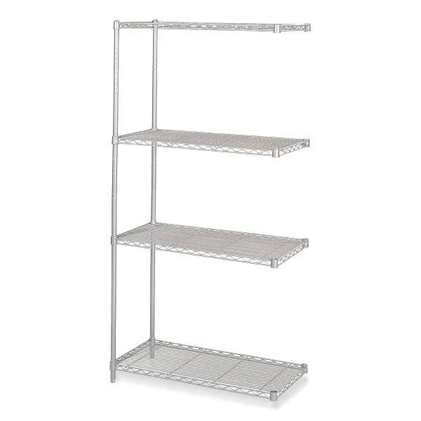Safco 4-Shelf Industrial Add-On Unit, 36"W X 18"D X 72"H, Metallic Gray
