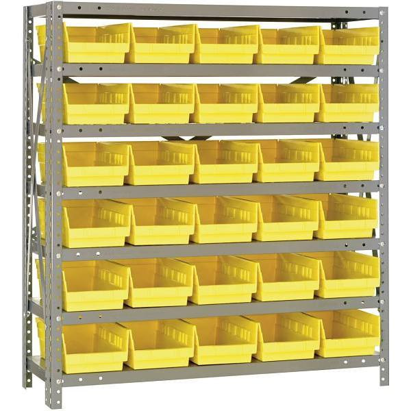 Quantum Storage Systems 7-Tier 12 In. X 36 In. X 39 In. Shelving System Bins, Yellow