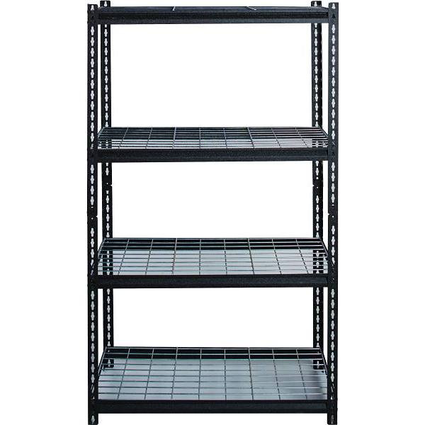Iron Horse Black 4-Tier Boltless Steel Garage Storage Shelving Unit, 18"D X 36"W X 60"H