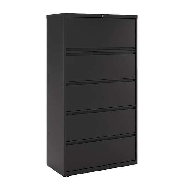Hirsh 36 Inch Wide 5 Drawer Metal Lateral File Cabinet For Home And Office, Holds Letter, Legal And A4 Hanging Folders, Black