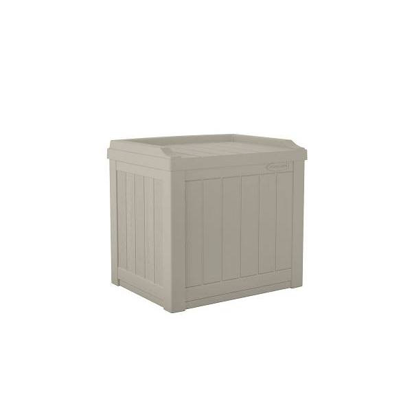 Suncast Commercial 22 Gallon Small Deck Box With Storage Seat, Light Taupe