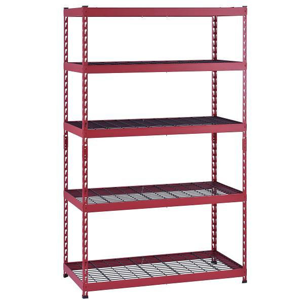 Husky 5-Shelf Steel Heavy-Duty Garage Storage Shelving Unit In Red