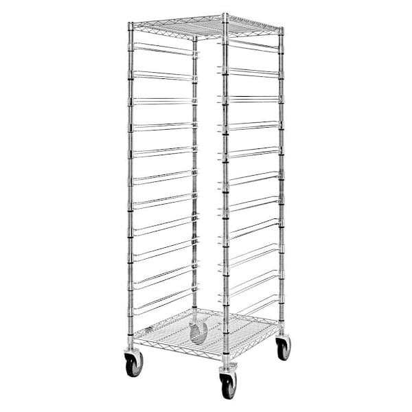 Quantum Storage Systems Mobile Bin Cart Chrome 21"W X 24"L X 69"H 2 Wire Shelves