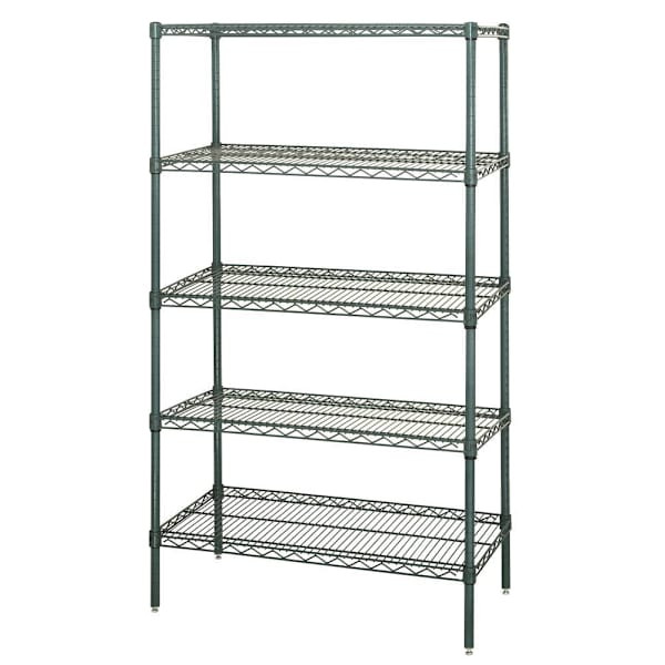 Quantum Storage Systems 5 Wire Shelf Starter Kit, 24" X 36" X 74", Proform Green