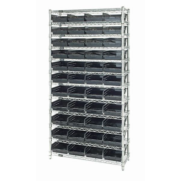 Quantum Storage Systems 12 Wire Shelf Unit With 44 Conductive Bins, 24"X36"X74"