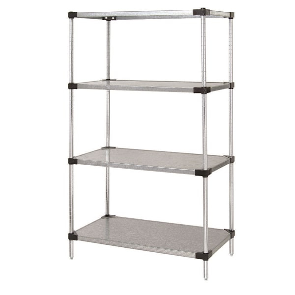 Quantum Storage Systems 4 Solid Shelf Starter Kit, 18" X 30" X 63", Galvanized