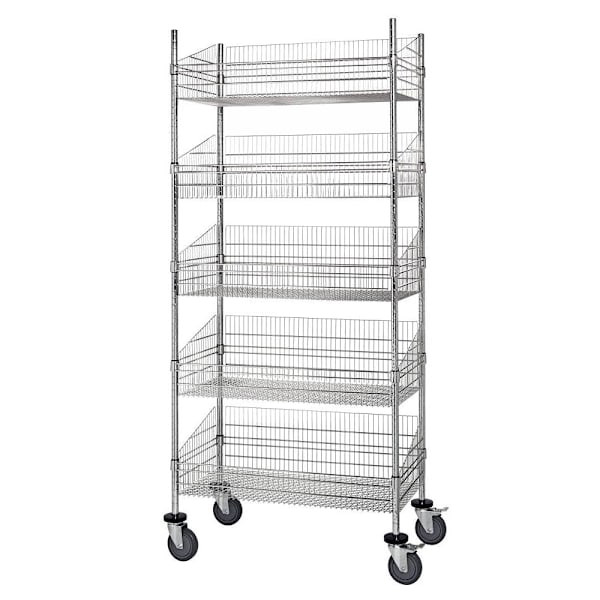 Quantum Storage Systems Mobile 5 Wire Basket Unit With 2 Shelves 24"X60"X80"