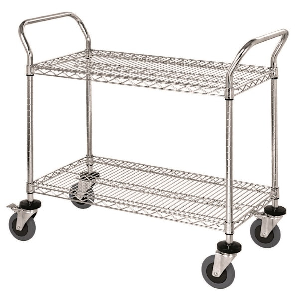 Quantum Storage Systems Mobile Cart With 2 Wire Shelves, 18" X 42" X 37-1/2"
