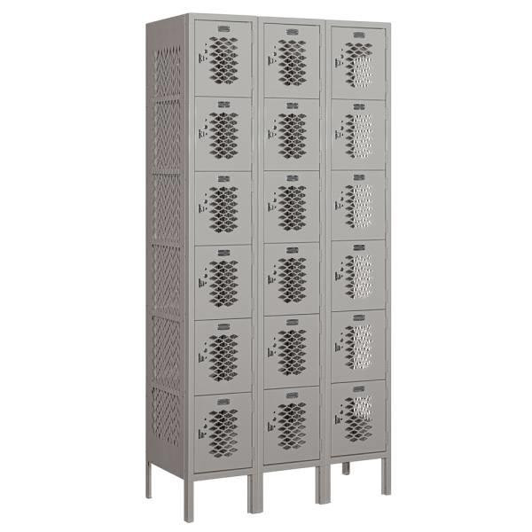 Salsbury Industries Gray-Six Tier Box-Vented Metal Locker 6 Feet Highx15inches