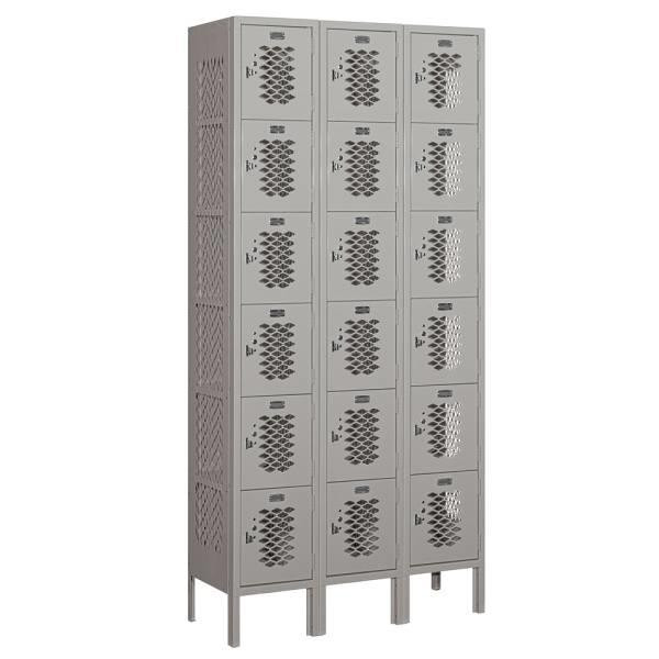 Salsbury Industries Six Tier Box-Vented Metal Locker-Gray-6 Feet X 12 Inches