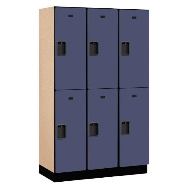 Salsbury Industries Blue-Double Tier Designer Wood Locker 6 Feet X 18 Inches
