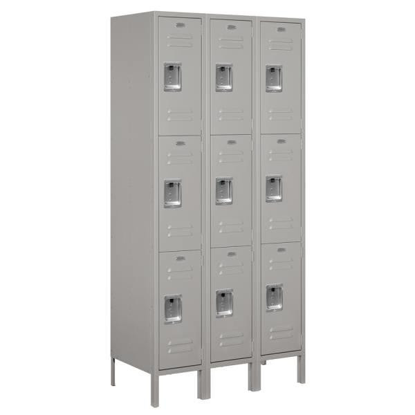 Salsbury Industries Gray- Triple Tier Standard Metal Locker 6 Feet X 18 Inches
