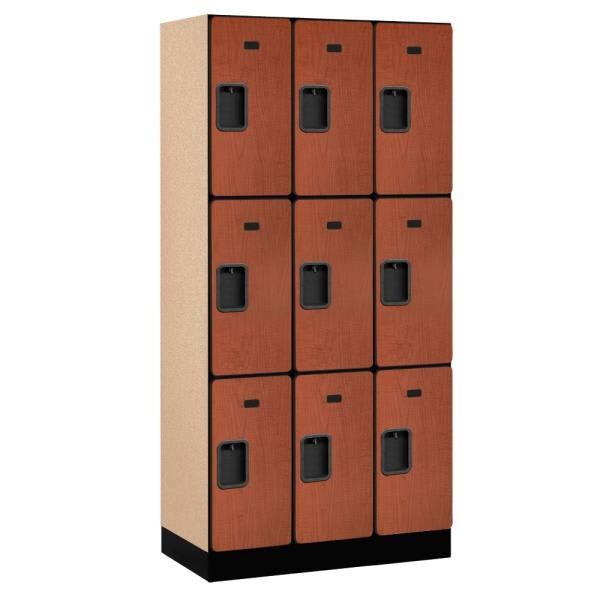 Salsbury Industries Cherry-Triple Tier Designer Wood Locker 6 Feet X 18 Inches