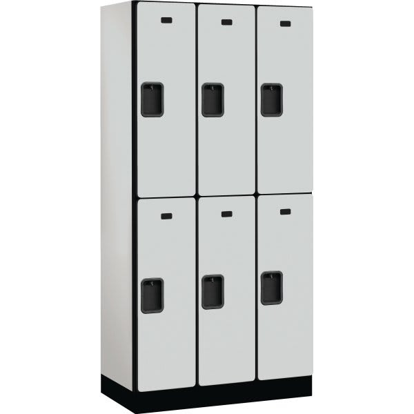 Salsbury Industries Designer Two Tier Wood Locker, Gray, 3-Wide