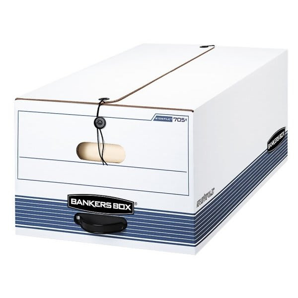 Bankers Box Stor/File White/Blue Legal Storage Box, Case Of 12
