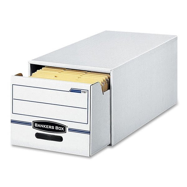 Bankers Box Stor/Drawer White/Blue Letter-Size File Storage Drawer, Case Of 6