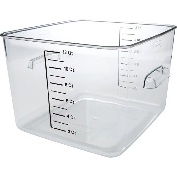 Rubbermaid Commercial 12 Qt Polycarbonate Square Food Storage Container W/ Liter (6-Pack)