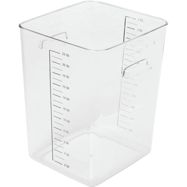 Rubbermaid Commercial 22 Qt Polycarbonate Square Food Storage Container W/ Liter (6-Pack)