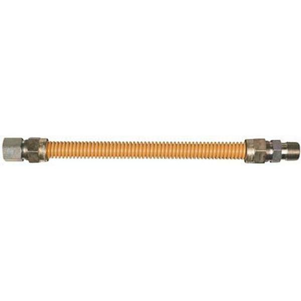 Watts 5/8 In. Od 1/2 In. Id 3/4 In. Mnpt X 3/4 In. Fnpt 24 In. Length Stainless Steel Gas Connector Yellow Coated