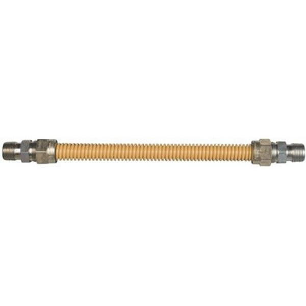 Watts Stainless Steel Gas Appliance Connector, Yellow Coated, 1/2 In. Od, 3/8 In. Id, 1/2 In. Mnpt X 1/2 In. Fnpt, 48 In. L