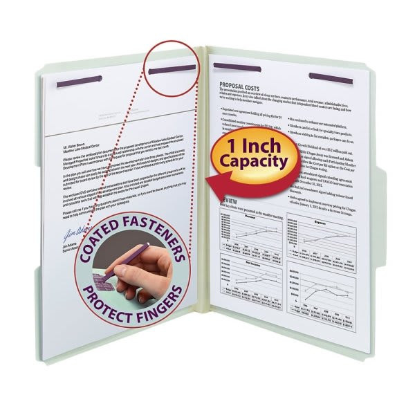 Smead Safeshield Pressboard Expansion Fastener Folder 1", Package Of 25