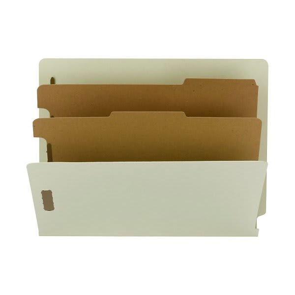 Smead Gray/Green End Tab Classification Folder, Package Of 10