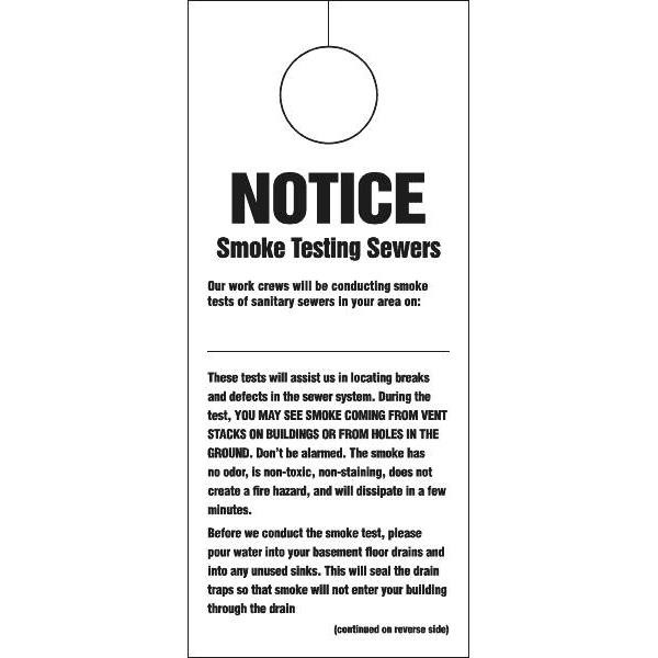Smoke Testing Hang Tag English Package Of 100