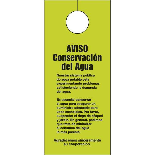 Water Conservation Notice-Bilingual Package Of 100