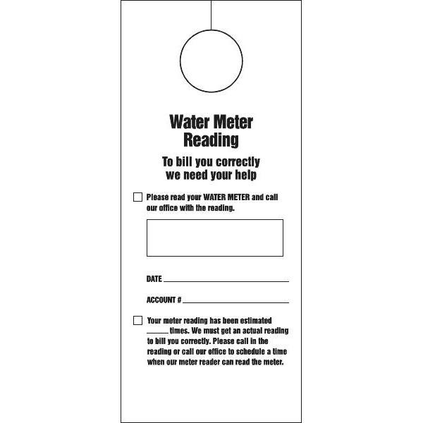 Water Meter Reading Hang Tag English Package Of 100