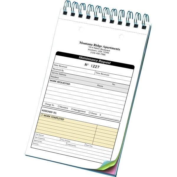 Personalized 3-Part Maintenance Request Book