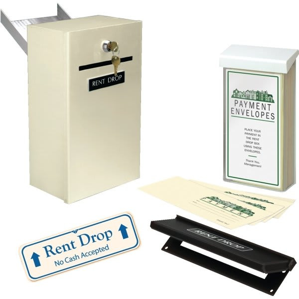 Rent Drop Box Kit With Concrete Chute, Beige With Ivory Sign