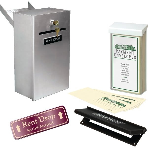 Rent Drop Box Kit With Door Chute, Aluminum With Burgundy Sign