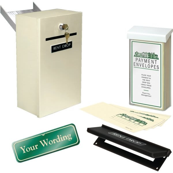 Rent Drop Box Kit With Wall Chute, Beige With Green Sign