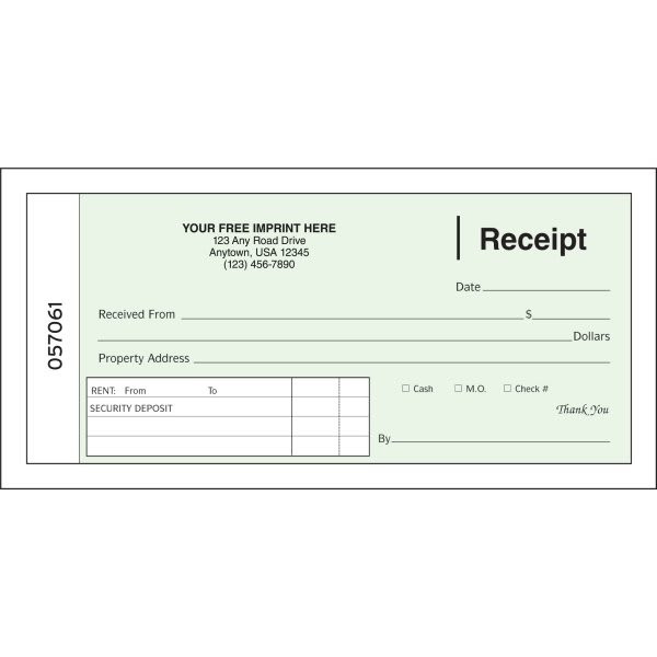 Rent Receipt Book Duplicate In Green With Imprint