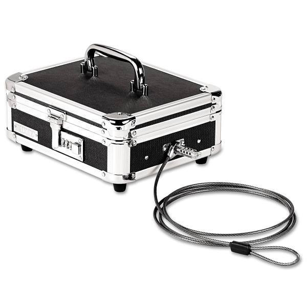 Vaultz Locking Cast Box W/Tumbler Lock 10x8.75x5 Plastic Steel Black And Chrome