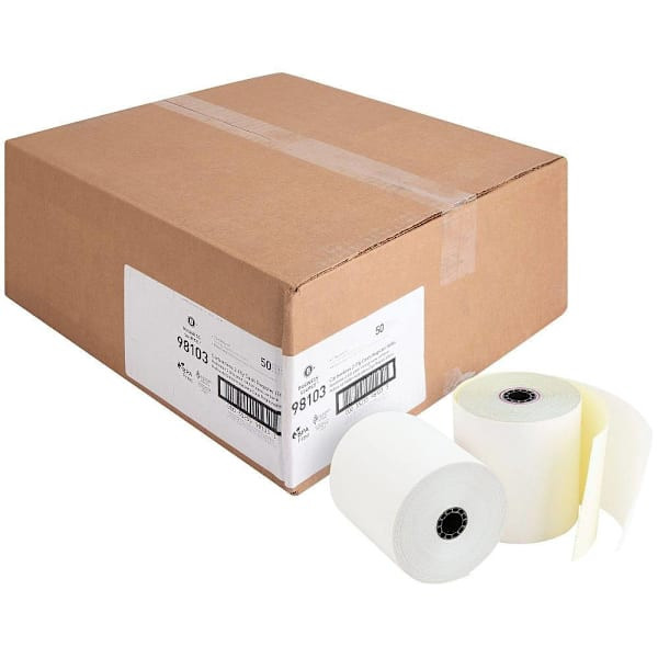 Business Source 2-Part Cash Register Roll 3" X 90ft White / Yellow Case Of 50