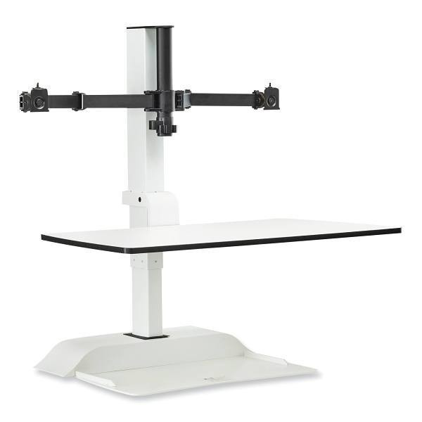Safco Soar Electric Desktop Sit/Stand Dual Monitor Arm, For 27" Monitors, White