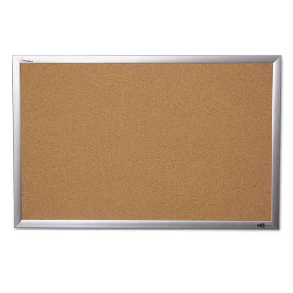 Skilcraft Quartet Cork Board, 24 X 36, Anodized Aluminum Frame