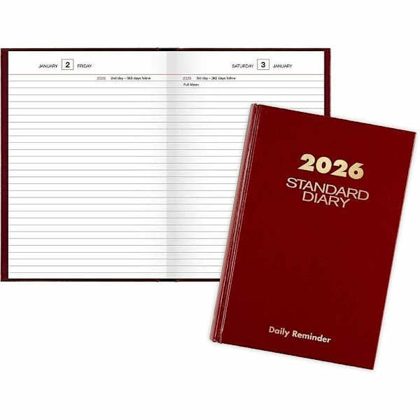 At-A-Glance Standard Diary 12 Month Jan-Dec 2026 5-3/4" X 8-1/4" Vinyl Red