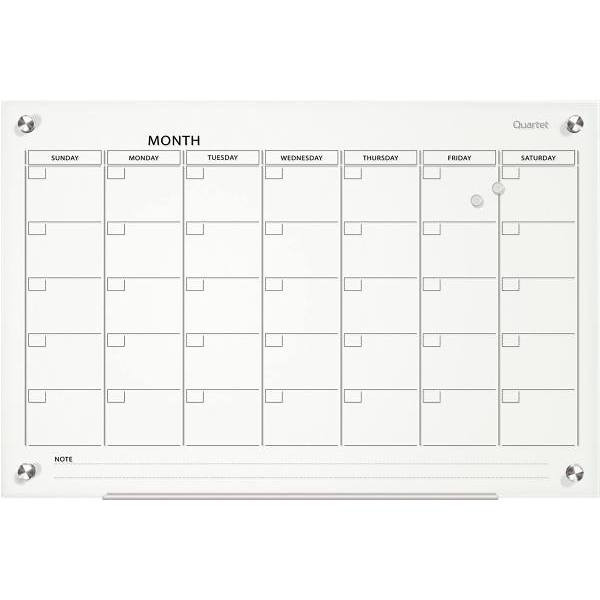 Quartet Infinity 36 In. X 24 In. Magnetic Glass Calendar Board