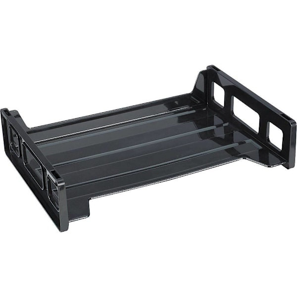 Business Source Side-Loading Stackable Letter Tray Plastic Black