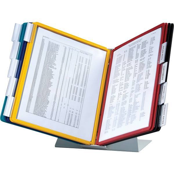 Durable Vario Desktop Reference System 10 Panels Holds 8.5"X11" Assorted Colors