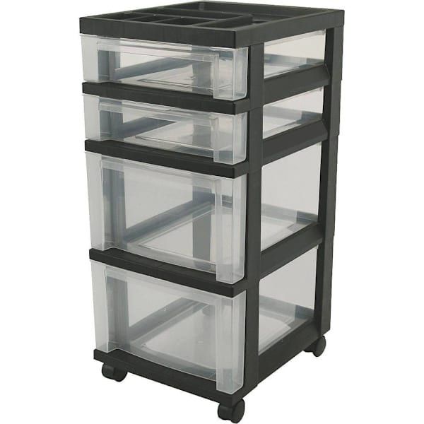 Iris 14.25" X 12.05" X 26.44" Mini Black 4 Drawer Storage Cart